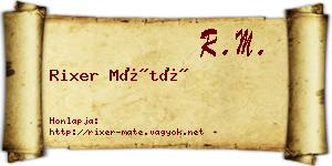 Rixer Máté névjegykártya