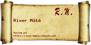 Rixer Máté névjegykártya